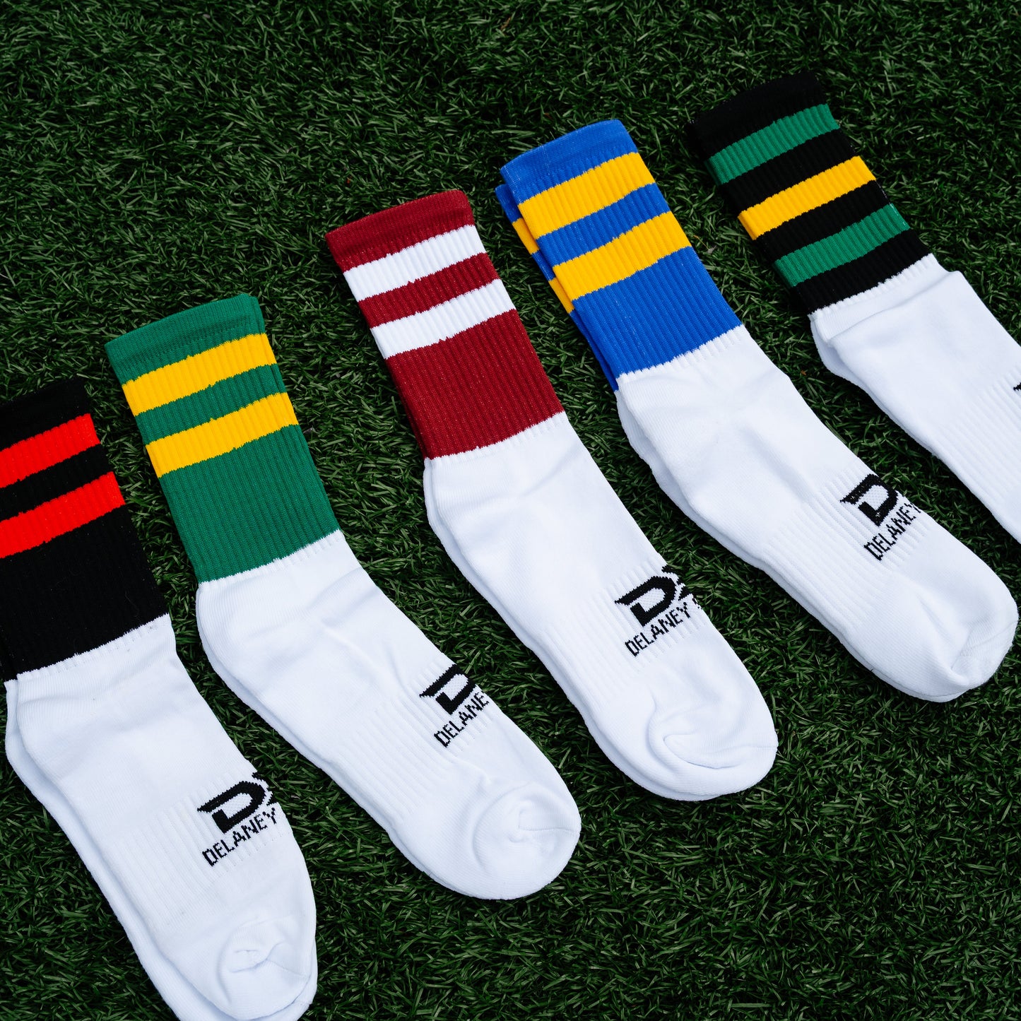 Maroon & White Crew Socks
