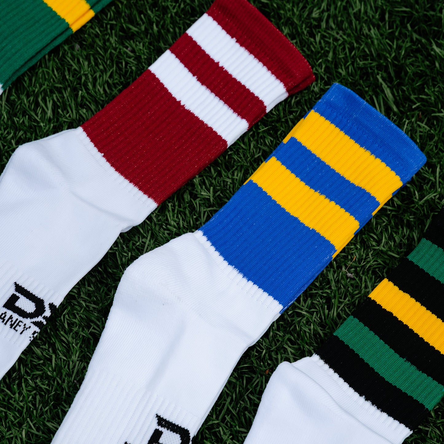 Maroon & White Crew Socks